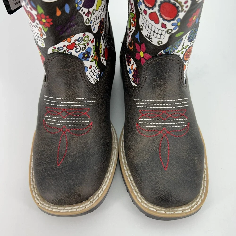 Blazin Roxx Boots Kids Size 10 Destiny Sugar Skull Western Zip Slip Resistant